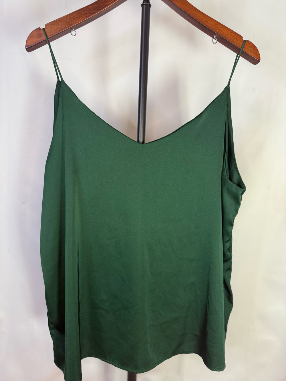 Mulberry Silk Blend Sleeveless V-Neck Emerald Green Cami Top - Size XXL